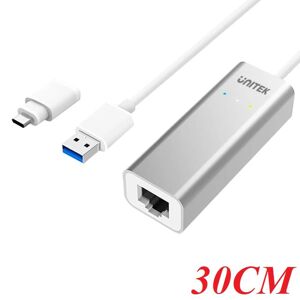 Cáp chuyển đổi USB 3.0 ra cổng Lan + Type C Unitek Y-3464A
