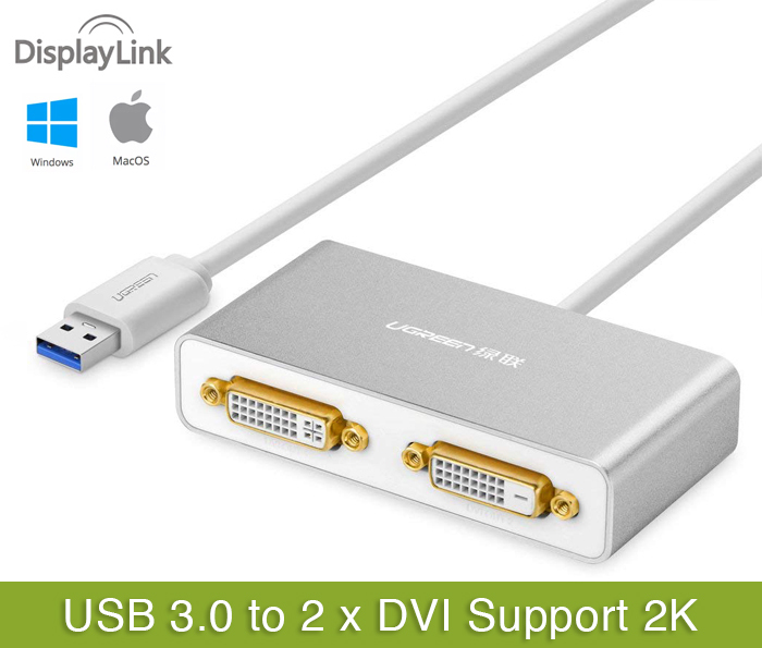 Cáp chuyển đổi USB 3.0 sang 2 DVI Ugreen 40246