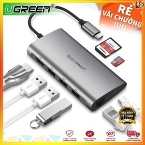 Cáp chuyển đổi USB-C sang HDMI + USB 3.0 + LAN 1Gbps + Card Reader Ugreen 50538