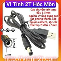 Cáp chuyển đổi usb sang 5.5mm nguồn 5v, Cáp kết nối USB sang nguồn DC 5V