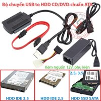 Cáp chuyển đổi USB sang SATA IDE cho ổ cứng HDD SSD DVD CD DVD-ROM máy tính PC, Laptop kết nối USB ra SATA IDE ATA PATA