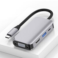 Cáp chuyển đổi USB Type c to HDMI,VGA,USB A,USB C 4in1 dùng cho laptop táo,Dell XPS,HP Envy,SAMSUNG DEX cao cấp