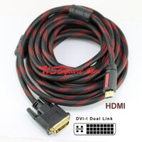 CÁP CHUYỂN DVI SANG HDMI 5M CHUẨN DVI-I 24+5 DUAL LINK DÂY LƯỚI