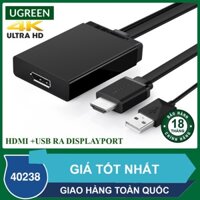 Cáp chuyển HDMI và USB ra DisplayPort - cable hdmi to displayport chính hãng UGREEN 40238