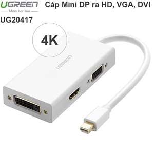 Cáp chuyển Mini Displayport to VGA + HDMI + DVI hỗ trợ 4k2k Ugreen 20417