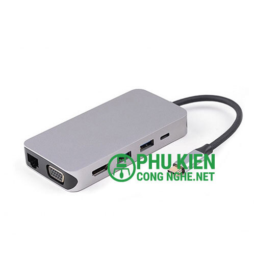 Cáp chuyển Type C sang 3 USB 3.0+VGA+LAN+TF+SD SSK SHU-C520