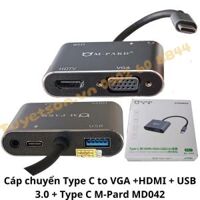 Cáp chuyển Type C to VGA +HDMI + USB 3.0 + nguồn Type C M-Pard MD042