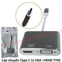 Cáp chuyển Type C to VGA +HDMI TY05
