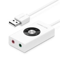 Cáp chuyển USB 2.0 ra Sound 3.5mm có điều khiển màu trắng UGREEN 30448