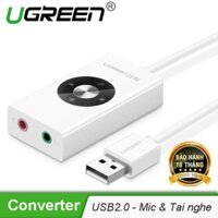 Cáp chuyển USB 2.0 sang 2 cổng 3.5mm (Mic và Tai nghe) UGREEN 30448