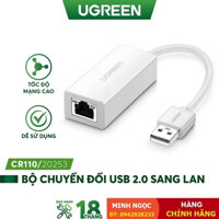 Cáp chuyển USB 2.0 sang Lan RJ45 10/100mbps, chip AXIS88772 UGREEN CR110 20253 - Hàng Chính Hãng