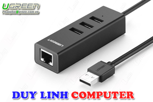 Cáp chuyển USB 2.0 to LAN + Hub USB 2.0 Ugreen 30301