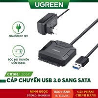 Cáp chuyển USB 3.0 sang Sata chính hãng Ugreen 20611 dùng cho HDD/SSD 2,5" 3,5" Có Nguồn Phụ