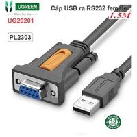 Cáp Chuyển USB to RS232 Ugreen 20201 CR204 (tốc độ 1Mbps dùng Windows 11, USB Male to RS232 FeMale)