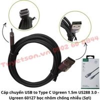 Cáp chuyển USB to Type C Ugreen 1.5m US288 3.0 - Ugreen 60127 bọc nhôm chống nhiễu