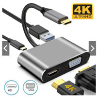 Cáp chuyển USB Type-c ra 4 cổng HDMI/ VGA/ USB và cổng sạc hỗ trợ chế độ Dex Typec to HDMI +VGA