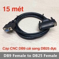 Cáp CNC DB9 Cái sang DB25 Đực, dài 15m. Dùng cho máy CNC công nghiệp. Cáp chuyển đổi cổng COM DB9 Female to DB25 Male