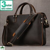 Cặp da công sở - Da bò thật - Da sáp ngựa điên Cao Cấp Bảo Hánh 3 Năm -Đồ Da Kingshop