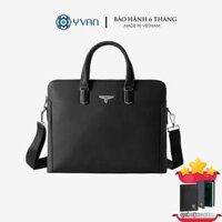 Cặp da nam văn phòng YVan thời thơi công sở thanh lịch cao cấp Túi xách công sở chính hãng E2050-5 - Đen Trơn