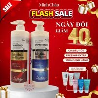 Cặp Dầu Gôi Biotin Collagen Dellalove 850Ml Cao Cấp Siêu Phục Hồi Tóc, Kích Thích Mọc Tóc Hàng Chính Hãng