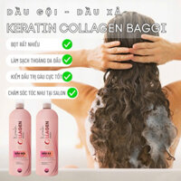 CẶP Dầu Gội - DẦU XẢ  KERATIN COLLAGEN  BAGGI  2000ml....