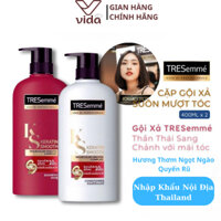 Cặp Dầu Gội, Dầu Xả Tresemme Thái Keratin Smooth 400ml, Combo Gội Xả Tresemme Chuẩn Salon Cho Tóc Hư Tổn Do Tạo Kiểu