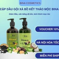 Cặp Dầu Gội Xả Bồ Kết Thảo Mộc hương chanh sả BINA - giảm dầu, giảm rụng, kích thích mọc tóc