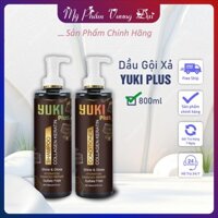 Cặp Dầu Gội Xả Collagen Keratin YUKI Plus 800Ml Giảm Rụng Tóc, Kích Mọc Tóc, Phục Hồi Tóc Hư Tổn