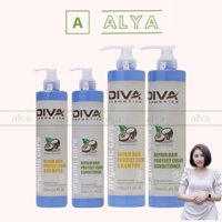 Cặp dầu gội xả DIVA Collagen 750ML Giảm Gãy Rụng Phụ hồi tóc hư tổn, giữ màu tóc nhuộm. CHÍNH HÃNG Ý ALYA