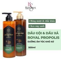 Cặp dầu gội xả keo ong Kerasys Royal Propolis Green Hàn Quốc dành cho tóc khô xơ, dễ gãy rụng 500ml