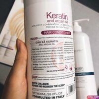 Cặp dầu gội xả Keratin & Argan Oil 800ML | Phục hồi tóc khô xơ Ngăn rụng tóc | Wings Shop