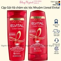 Cặp dầu gội xả L'oreal Loreal Elvital Color Glanz bảo vệ màu, chăm sóc tóc nhuộm tóc hightlight