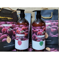 Cặp Dầu Gội Xả Phúc Bồn Tử, Dầu Gội Mâm Xôi 1000ml phục hồi tóc hư tổn chống rụng tóc hương thơm