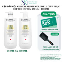 Cặp dầu gội xã rich repair Goldwell giúp phục hồi tóc hư tổn 250ml và 1000ml