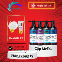 Cặp dầu gội xả trà xanh MEIKI 780ml kiềm dầu cho da đầu và cân bằng độ ẩm phục hồi hư tổn cho tóc