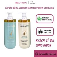 Cặp dầu gội xả Voudioty Keratin X9 Biotin & Collagen 500ml, keratin phục hồi tóc - Beautista