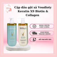 Cặp dầu gội xả Voudioty Keratin X9 Biotin & Collagen 500ml, keratin phục hồi tóc - Sarlly Cosmetic