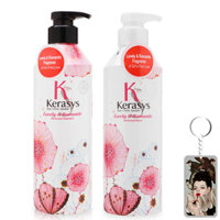 Cặp dầu gộixả nước hoa Kerasys Lovely &amp; Romantic hương hoa nhài, cúc Hàn Quốc 600ml  Móc khoá