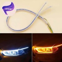 Cặp dây đèn led mí xe hơi daylight ~ kết hợp xi nhan 60cm ( có hiệu ứng chạy đuổi) siêu mỏng 4mm-Màu Trắng -Vàng
