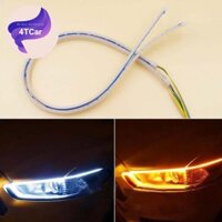 Cặp dây đèn led mí xe hơi daylight ~ kết hợp xi nhan 30cm ( có hiệu ứng chạy đuổi) siêu mỏng 4mm-Màu Trắng -Vàng