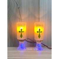Cặp đèn bàn thờ công giáo - đèn ly điện thuỷ tinh cao 19cm
