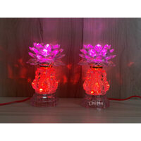 Cặp đèn bàn thờ LED thiên nga hoa sen đổi màu cao 17cm-Giá bán/1 cặp