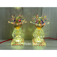 cặp đèn bàn thờ pha lê hoa sen