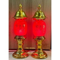 Cặp đèn bàn thờ phú quý kèm bóng cà na KL058 32cm
