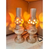 Cặp Đèn Dầu Gỗ Đặt Bàn Thờ Đèn Led Cao 19cm x ĐK 6,5cm (Cỡ Nhỏ, Màu Vàng) - GIÁ TỐT NHẤT TRÊN THỊ TRƯỜNG
