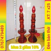 Cặp đèn để  bàn thờ gỗ tràm cao 25 cm . hàng nhà làm chất lượng tốt( đèn trung màu cánh dán)