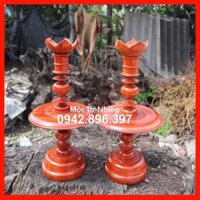 Cặp đèn nến thờ gia tiên gỗ hương đá cao 45cm cỡ 20cm
