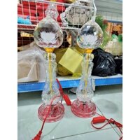 Cặp đèn pha lê , quả Đào thủy tinh nguyên khối cao 44. hoa pha lê to 15cm