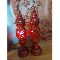 Cặp đèn Phúc Lộc Thọ gỗ xà cừ cao 25 cm