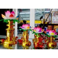 Cặp đèn sen cấm điện, đặt bàn thờ nhiều cỡ (2 cái), đèn thờ